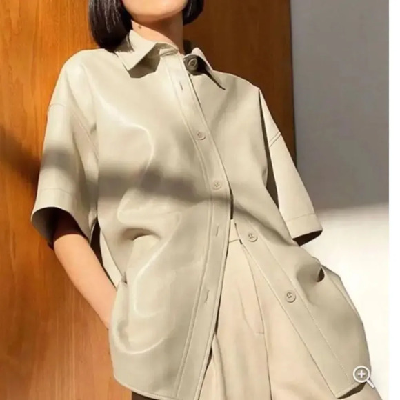 Aritzia Babaton Frances Vegan Leather Button Down Shirt Jacket - Picture 8 of 14